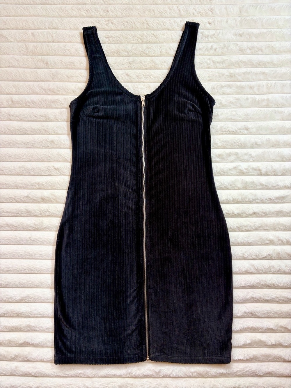 No Boundaries Front Zip Up Dark Grey Mini Dress Tank Body Fitting Size M
